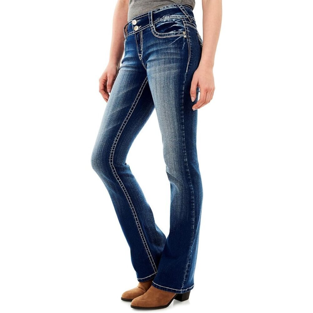 Women’s Bootcut Jeans Mid Rise Curvy Insta Stretch Denim Sizes 0-24